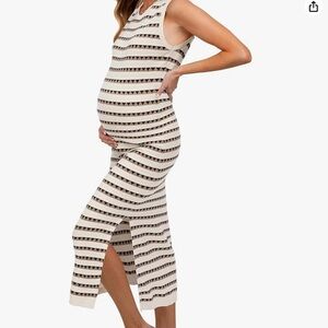 OUGES Women's Striped Maternity Midi Dress